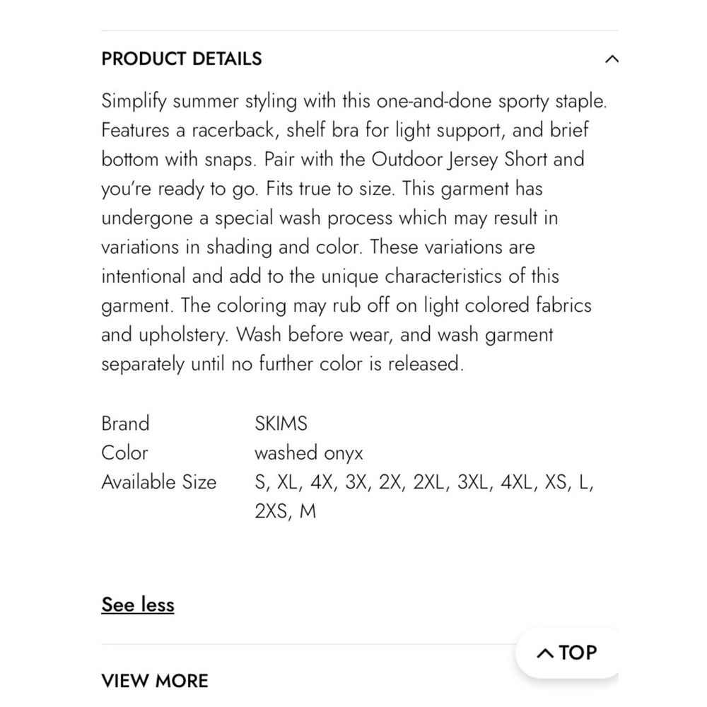 SKIMS Outdoor Bodysuit Washed Onyx‎ XL - Picture 5 of 11
